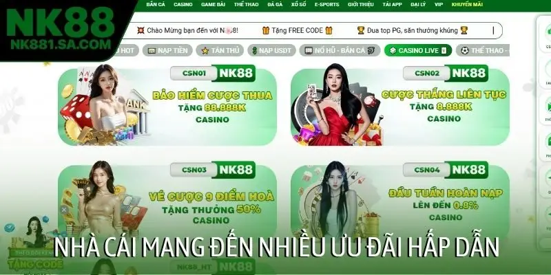 Nhà cái mang đến nhiều ưu đãi hấp dẫn